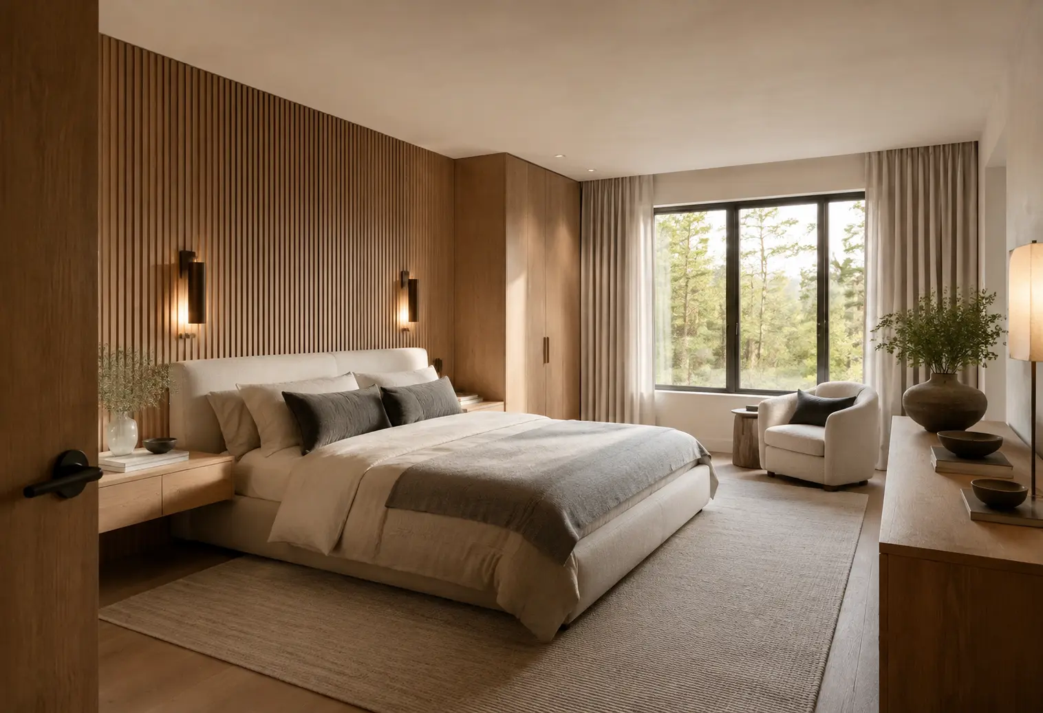 A restrained primary bedroom